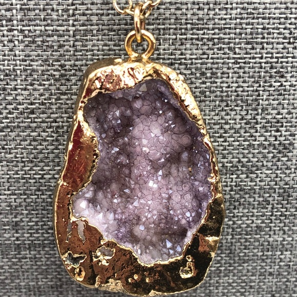 Amethyst Geode pendant, gold plated Pendant - Picture 1 of 5